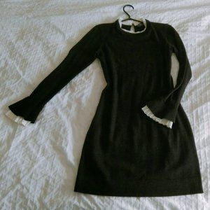 Club Monaco Wool Black Bell Sleeve Sweater Dress